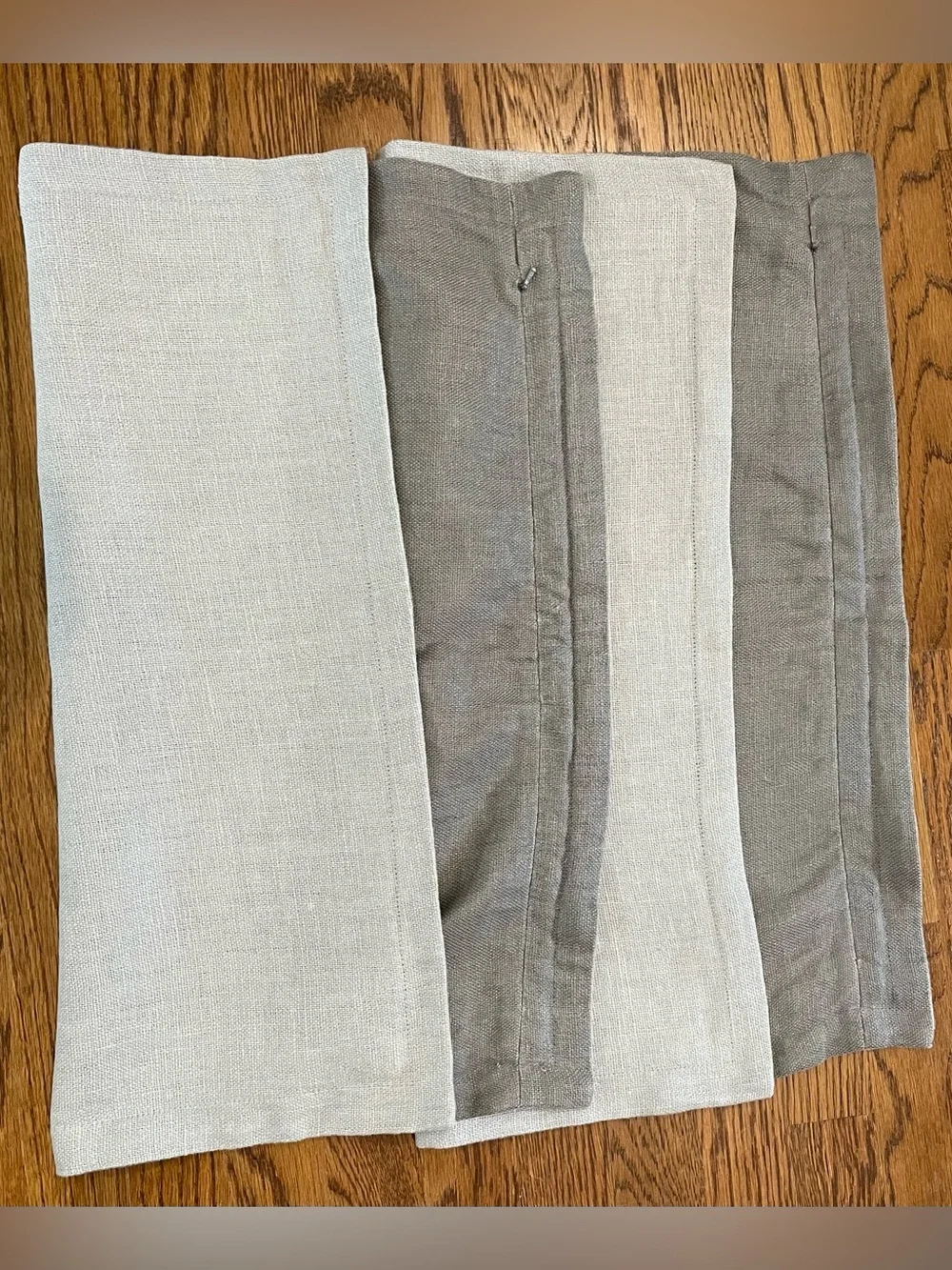 S/2 Pottery Barn 100% Linen Pillow Covers Grey/Blue Reversible 20 Inch-Coastal